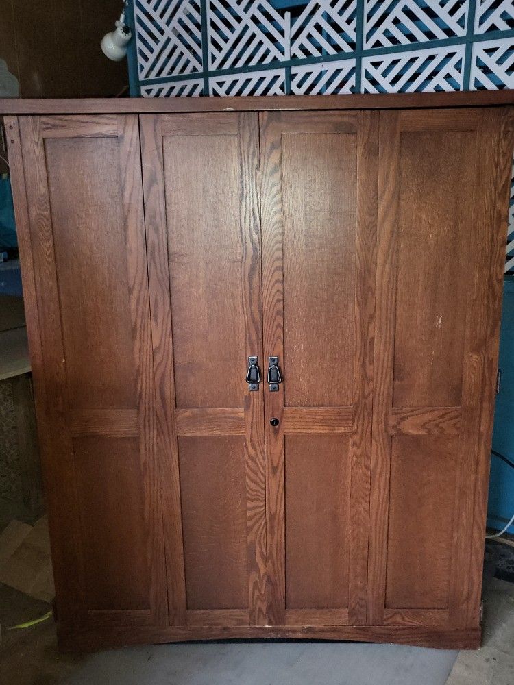 Solid Cherry Wood Armoire Office Desk/ Perfect Size W/Power Hookup 