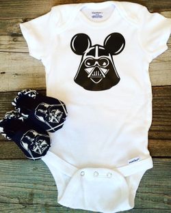 Mickey ears Darth Vader Onesie and Booties