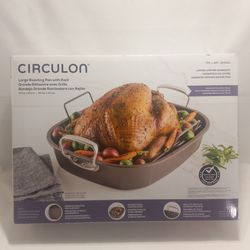 Circulon Large Nonstick Oval Roasting Pan with Rack