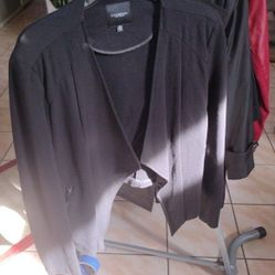 Black Woman Blazer Jeans Spandex Size M