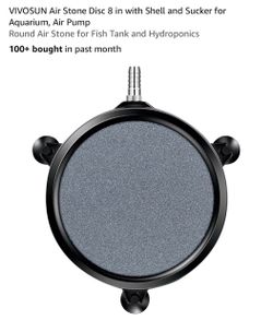 VIVOSUN Air Stone Disc 8 in with Shell and Sucker for Aquarium, Air Pump