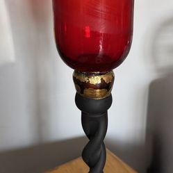 One Of A Kind Gothic Style Red & Back Votive candle Holder 
