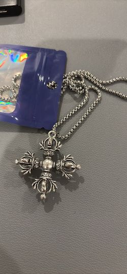 Stainless steel Vajra Dorje Cross Buddhism Pendants necklace 1228