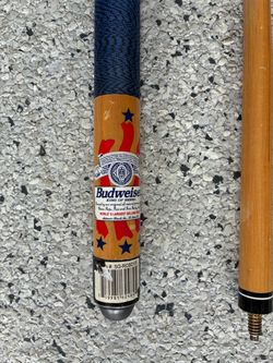 58” BUDWEISER 2-Piece Pool Cue Stick. Pre Owned. Straight. Patina.