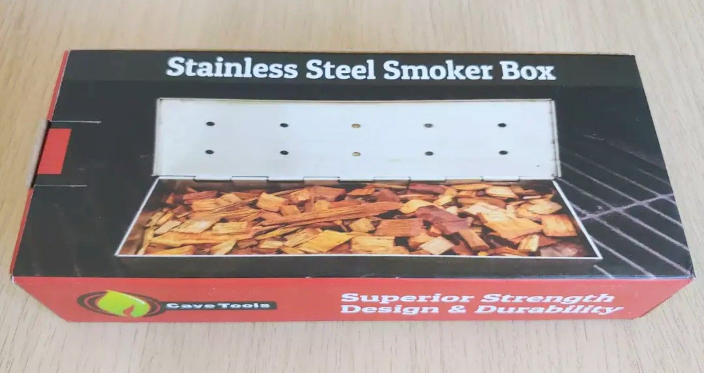 Cave Tools Grill Smoker Box Starter Kit for Wood Chips, Stainless Steel Bucket Style with Hinged Lid, BBQ Grill and Smoker Accessories - Medium