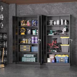 Heavy Duty Garage Metal Cabinets Storage Shelves 