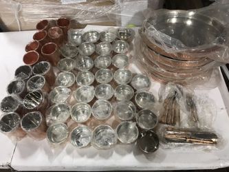 Copper stainless dinner ware cups plate utensils