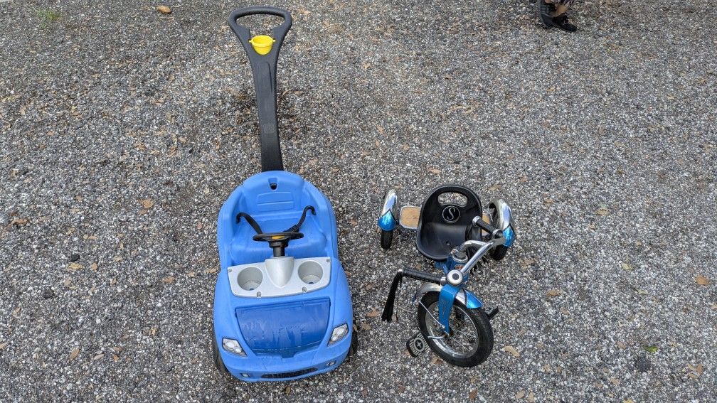 Kids push Car & Kids Schwinn Tricycle