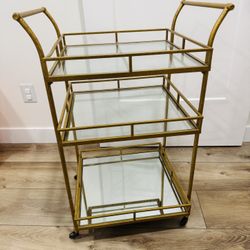 Gold square 3-tier bar cart