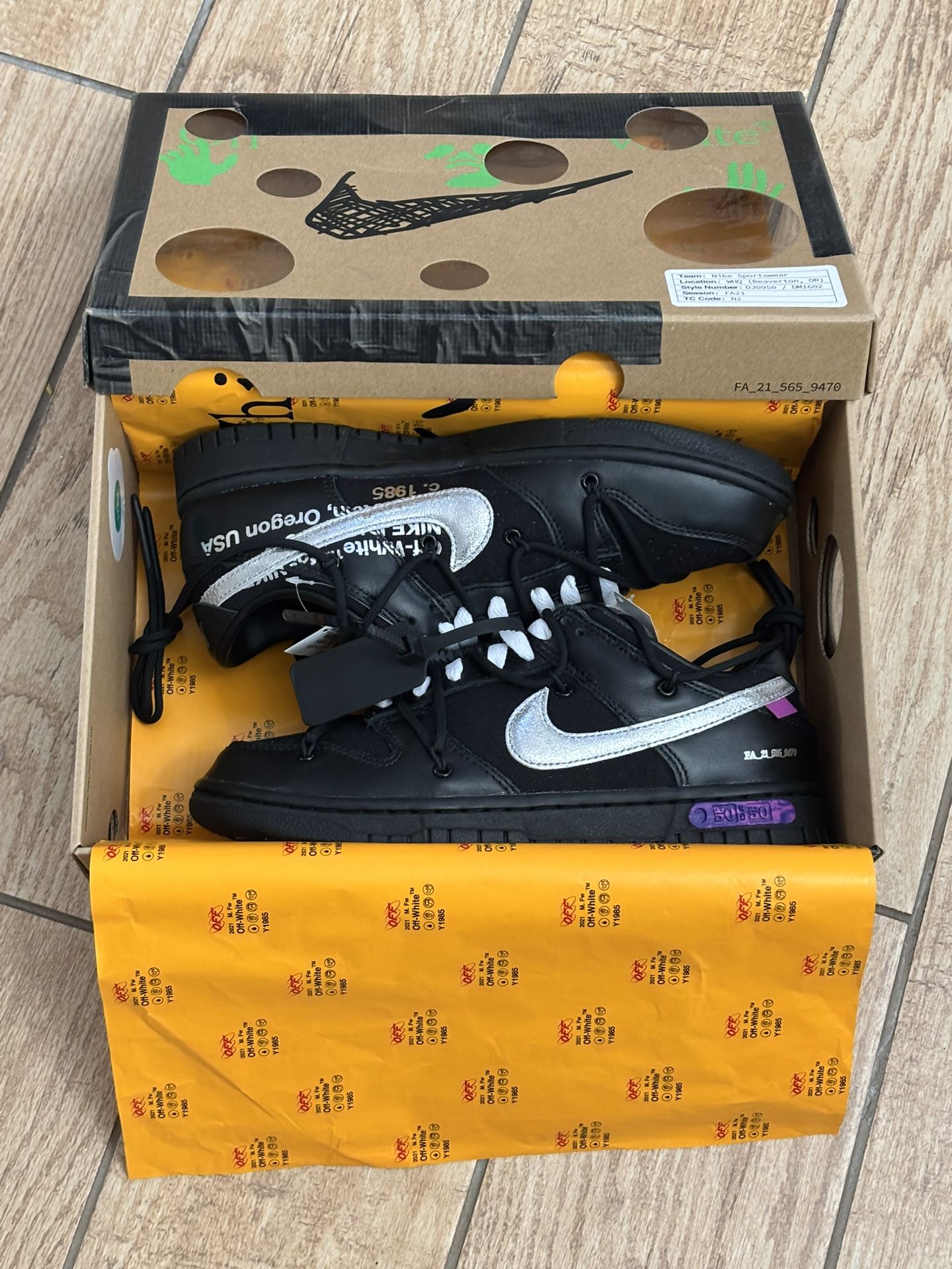 Off-White Lot 50 Dunk Low Size 8