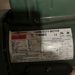 Dayton 1Tmw5 Capacitor-Start High Torque Farm Duty Motor, 1/2 Hp, 115/230V Ac