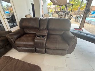 Leather love seat