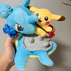 Pikachu Riding Lapras Plush Doll Pokemon Stuffed Toy Creative
