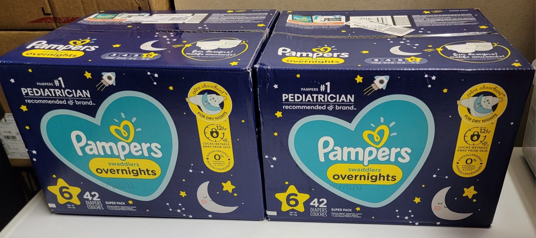 Pampers Swaddlers Overnights Diapers Size 6, 42 count - Disposable Diapers

 (lot of 2 boxes)