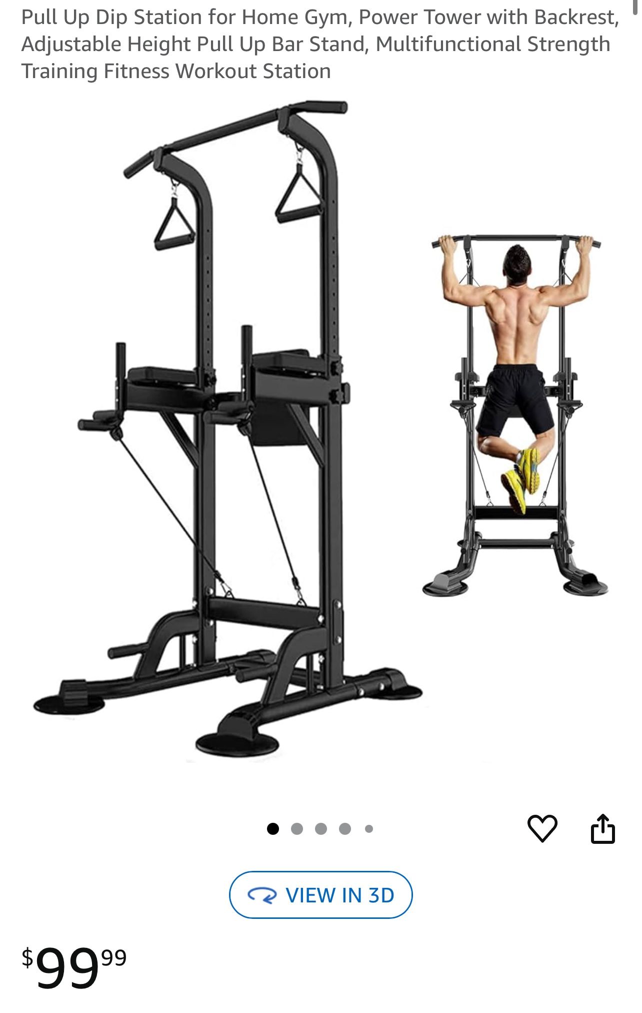 Pull UpStation for Home Gym, Power Tower with Backrest, Adjustable Height Pull Up Bar Stand, Multifunctional Strength Training Fitness Workout Station