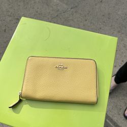 Authentic Yellow Coach Wallet, Used 
