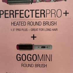 Calista PerfecterPro Heated Round Brush + GoGo Mini Brush (Rose White) 1.5”