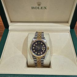 Rolex Oyster Datejust 18KYG SS 36mm Watch Ref.16233 Mns/Wms 