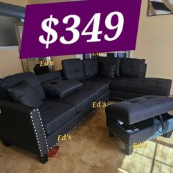 BRAND NEW 3PCS SECTIONAL SOFA SET WITH OTTOMAN AND ACCENT PILLOW INCLUDED $349