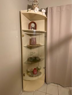 Corner Display Cabinet with Glass Shelves