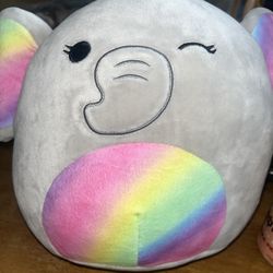 Squishmallow Mila the Gray Elephant Plush Rainbow Ears Tummy 8" Stuffed Animal