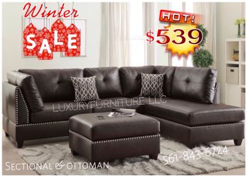New espresso bonded leather sofa sectional