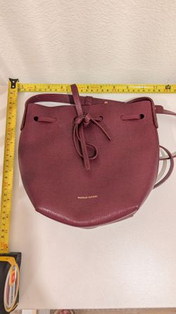 Mansur Gavriel Mini Bucket Bag in burgundy saffiano leather