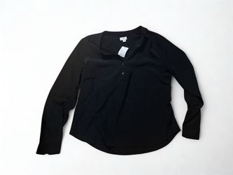 NWT J.Crew Black Long Sleeve Popover Blouse Top Women’s Medium