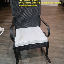 Metal And Resin Wicker Large Rocking Chair