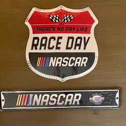 Set Of 2 Official NASCAR Wall Sign Decor By Open Road 12x12 Race Day, 75th 20x3