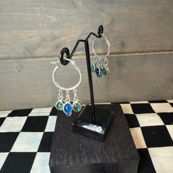 “Glass Peacock” Hoop Earrings