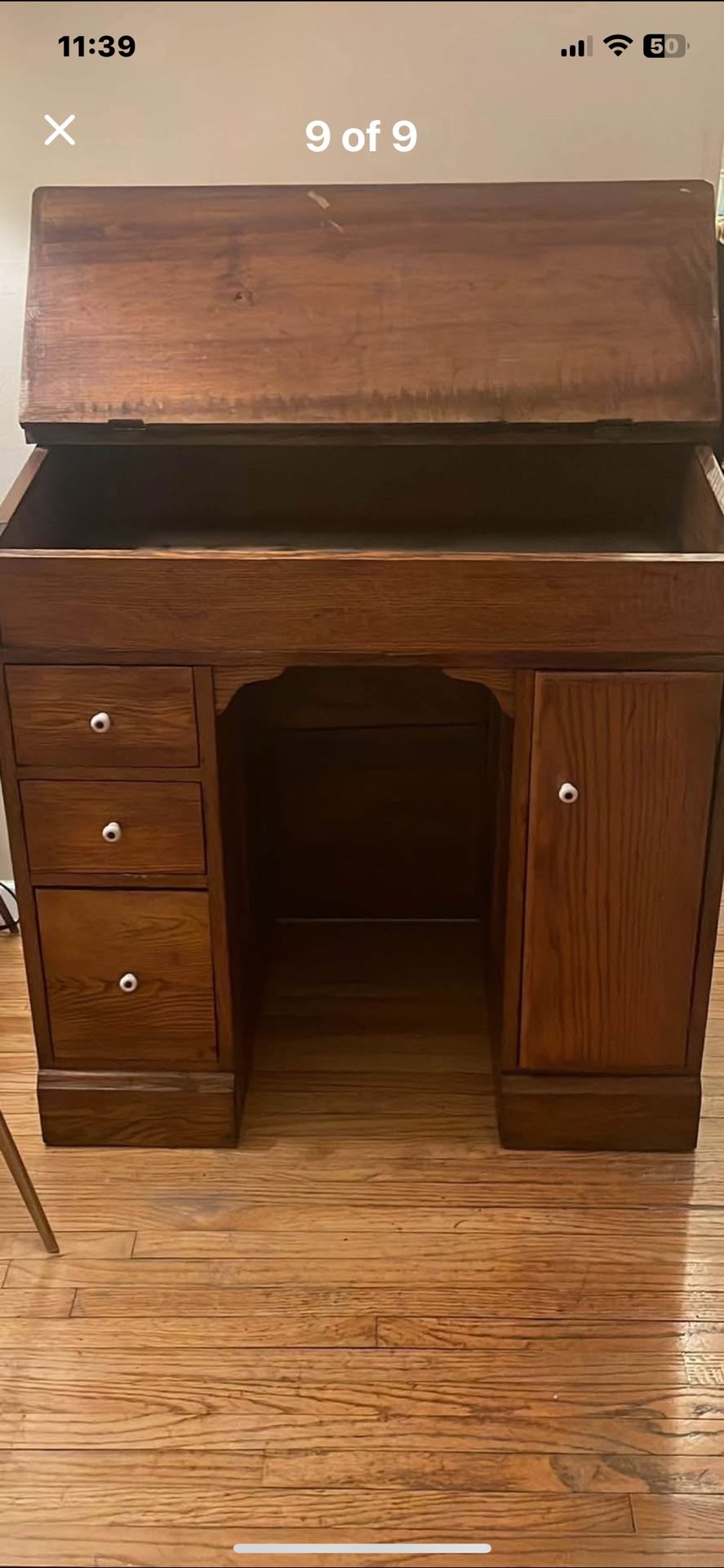 Super fun, Very old Oak Jeweler/ Watchmaker unique Desk with lots of storage