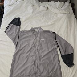 Vintage Adidas Windbreaker Jacket 90s 3 Stripes Large Adidas grey windbreaker