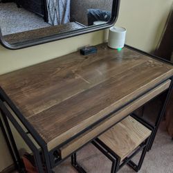 Custom Solid Wood & Metal Desk Set