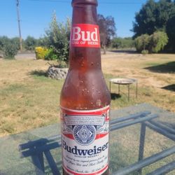 Vintage Budweiser Beer 33 Inch Plastic Bottle Bar Pub Sign - Man Cave Decor

