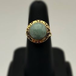Jewelry 14k solid yellow gold Chinese jade 12CTW ring size 7.25