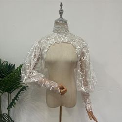 long sleeve high neck wedding dress topper bolero