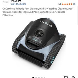 C1 Cordless Robotic Pool Cleaner, Wall & Waterline Cleaning, Pool Vacuum Robot for Inground Pools up to 1615 sq.ft, Double Filtration