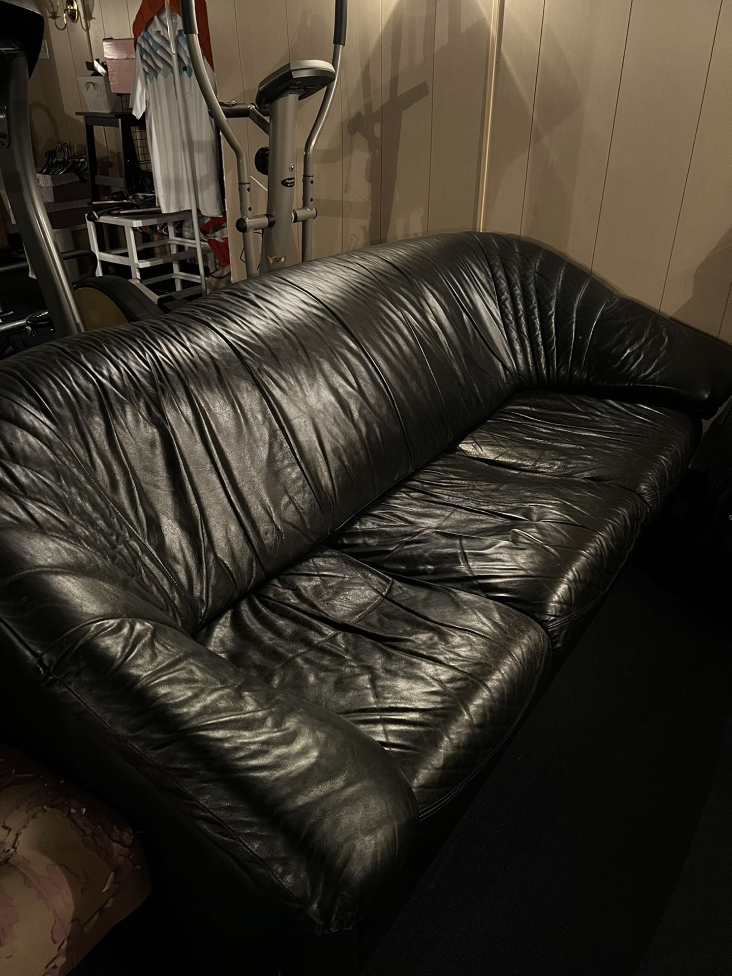 Real Leather Black Sofa Used