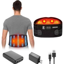 Heated Belt Wrap - Cordless Heating Pad for Back Massager with Vibration, Heated Back Brace