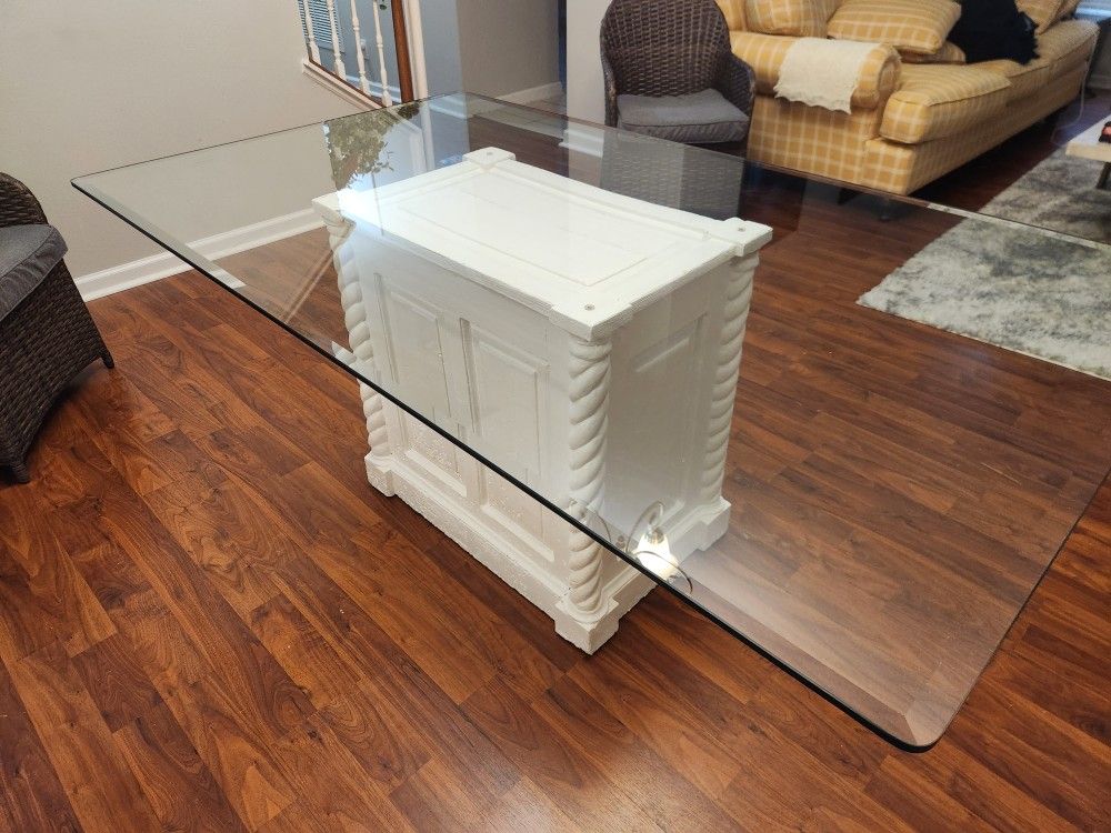 Glass Top Dining Table With Ceramic Stand