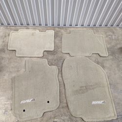 Genuine PT(contact info removed)1 Toyota  Embroidered RAV4 Logo 4 Pc Mats Set Beige Sand Taupe