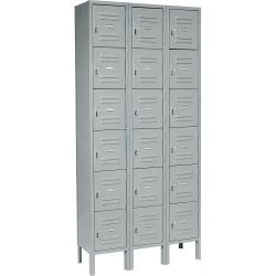 Global Industrial™ Capital® 6-Tier 18 Door Box Locker, 36"W x 18"D x 78"H, Gray, Assembled