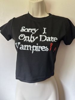 Black Graphic Tee with Vampire Print