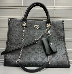 Betsey Johnson Embossed Skull Tote Bag