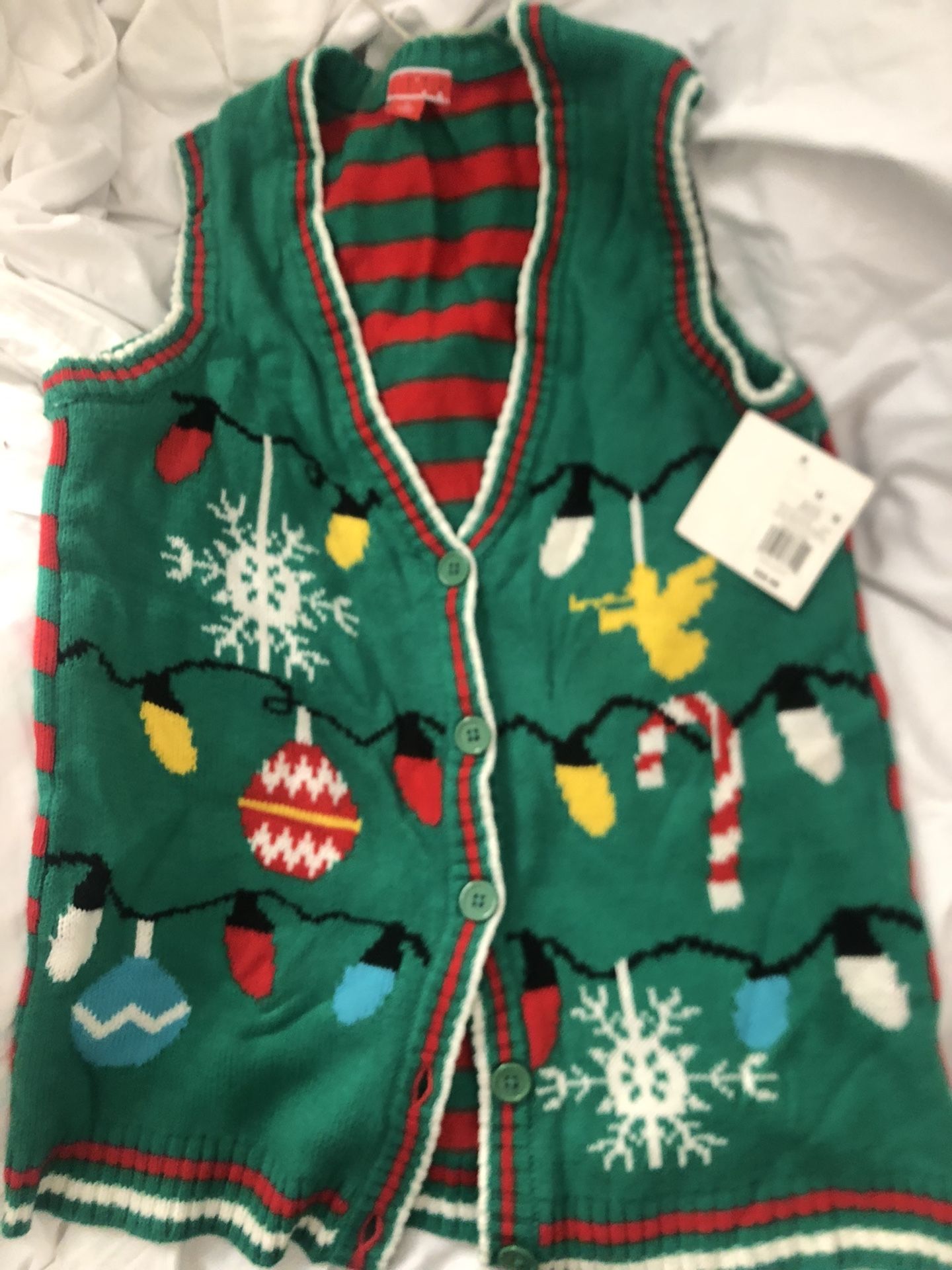Brand New With Tags Christmas Sweater Vest /glasses