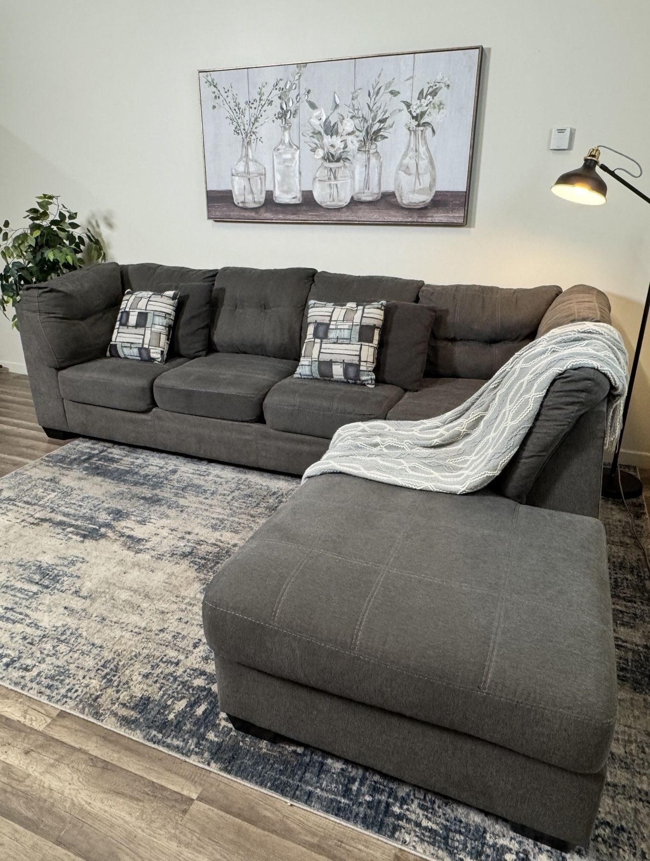 FREE DELIVERY Ashley Furniture Gray Sectional Couch Sofa Grey