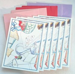 Vintage Set of 6 "Sending you my Love" All Occasion Greeting Cards 1991 Unused