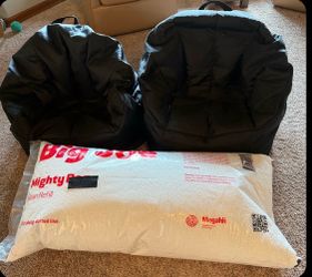 2 kids bean bag chairs with filler