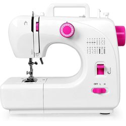 Costway Sewing Machine Portable Multifunctional Sewing Machine with 16 Built-in Stitch Adjustable 2-Speed Automatic Thread Rewind Sewing Machine with 